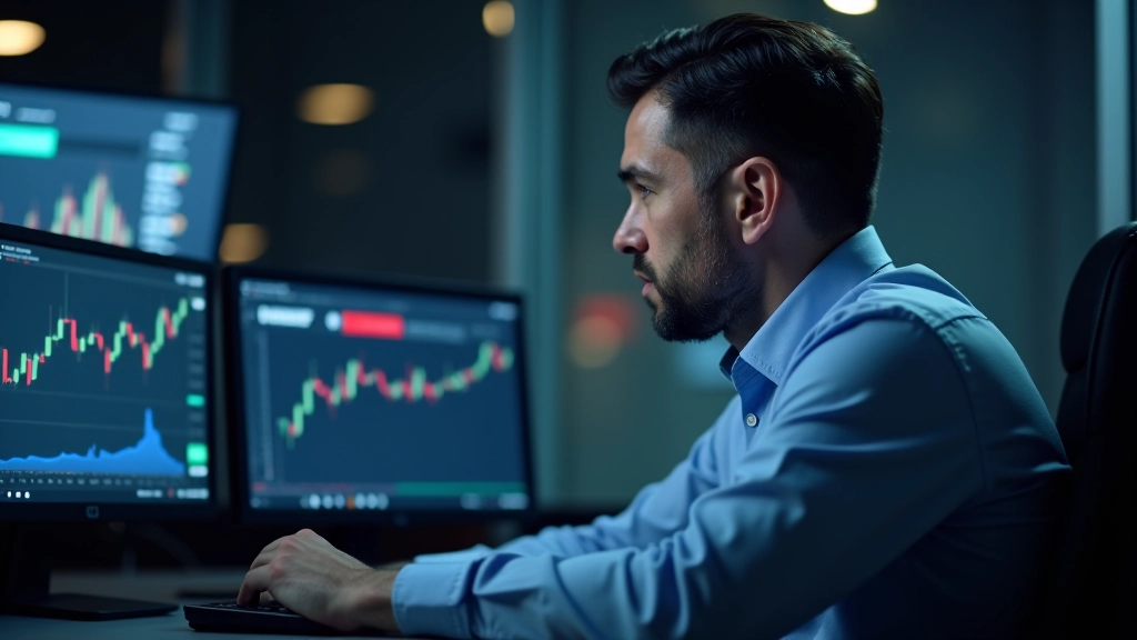 Trader regardant plusieurs écrans de marché avec graphiques en temps réel et données financières