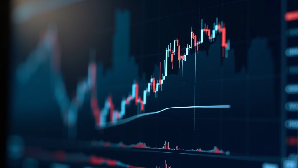 Graphique de trading avec plusieurs indicateurs techniques superposés : moyennes mobiles, RSI, MACD en bas